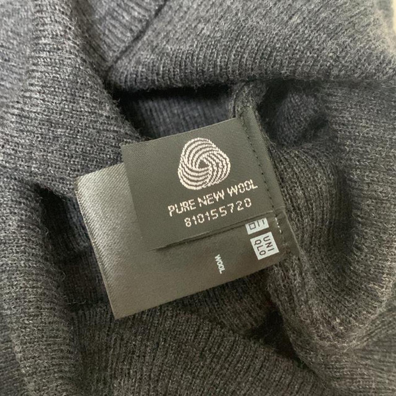 uniqlo 100% wool dark grey turtleneck sweater never... - Depop