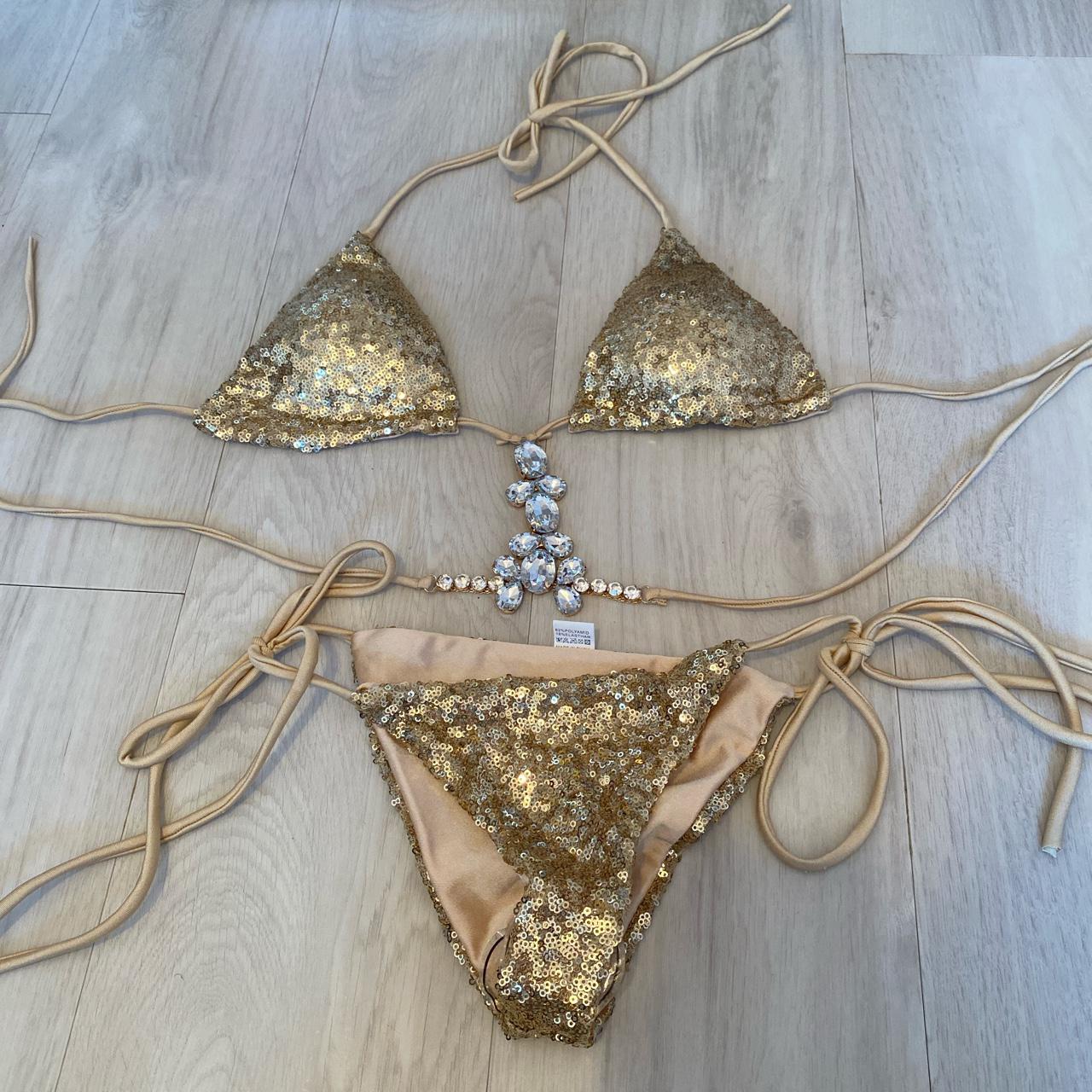 Women's Gold Bikinis-and-tankini-sets | Depop