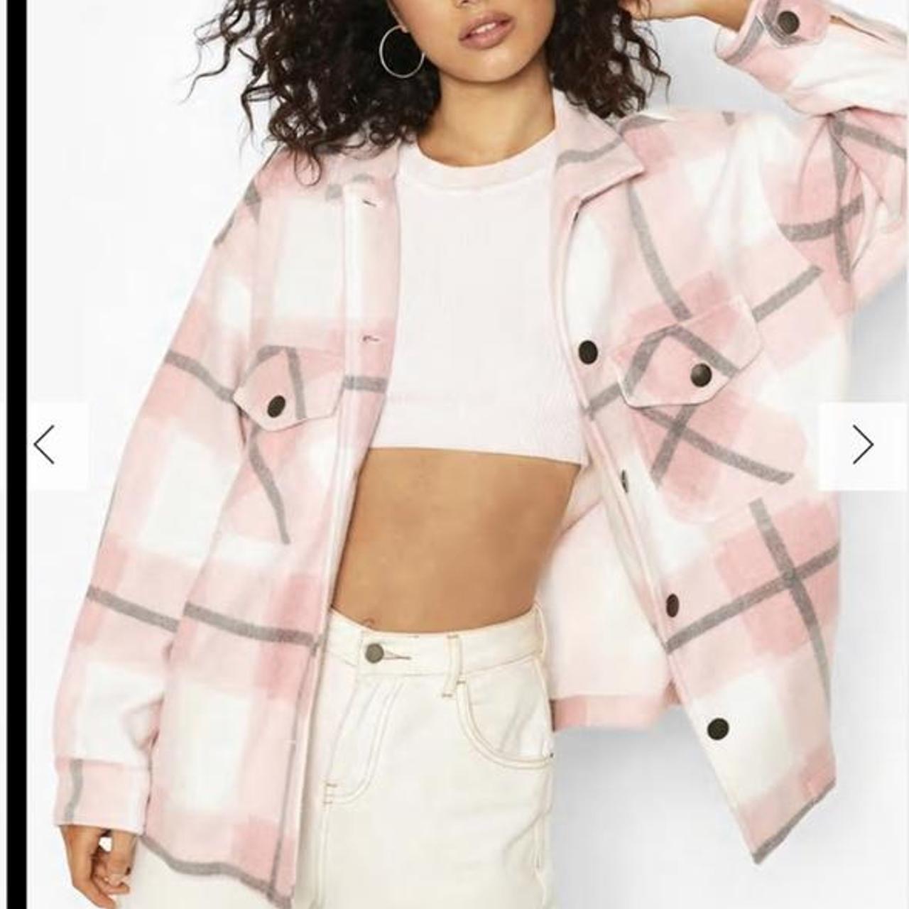 boohoo pink jacket worn once boohoo jacket... Depop