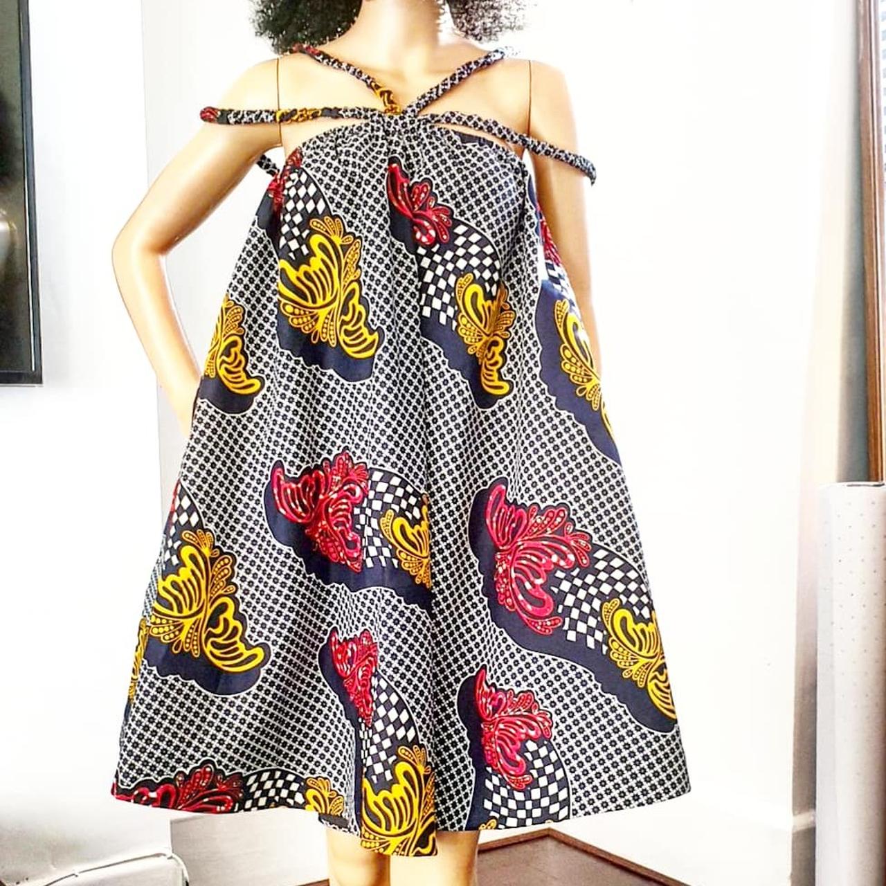 AFRICAN ANKARA FLARE DRESS , HANDMADE LINED