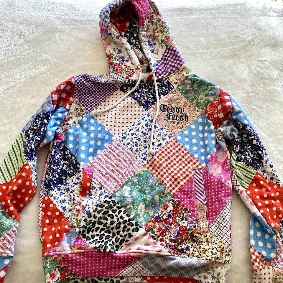 LIMITED EDITION TEDDY FRESH QUILTED PATCHWORK HOODIE - Depop