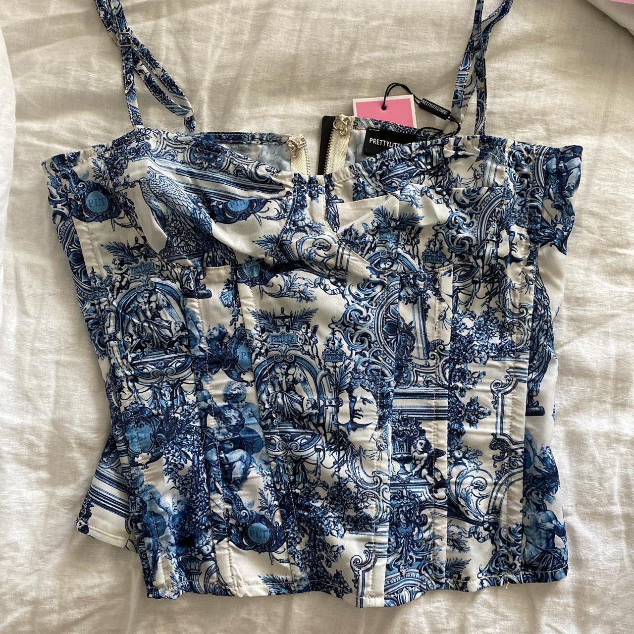 Pretty little thing blue renaissance print... - Depop