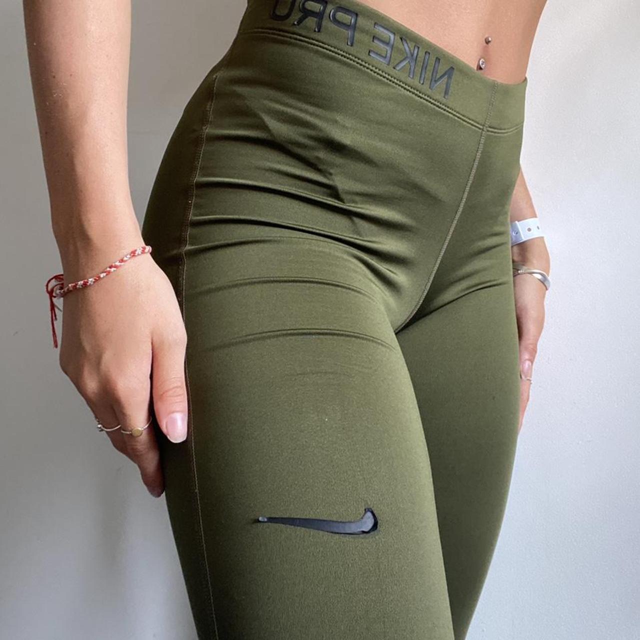 Khaki green Nike pro leggings💚 Comfy flattering... - Depop
