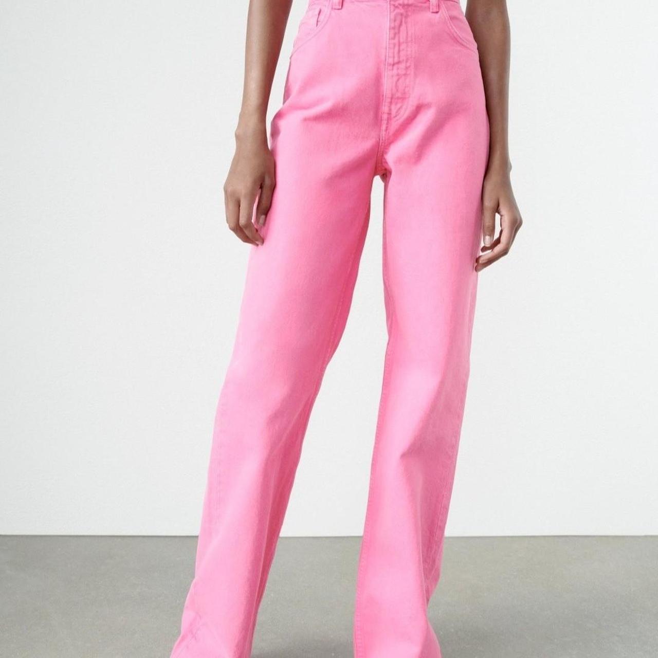 Zara Women's Pink Jeans | Depop