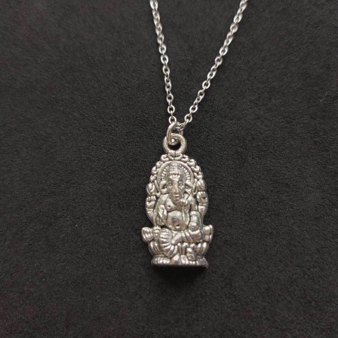 Antique silver Hindu deity Ganesh charm necklace.... - Depop