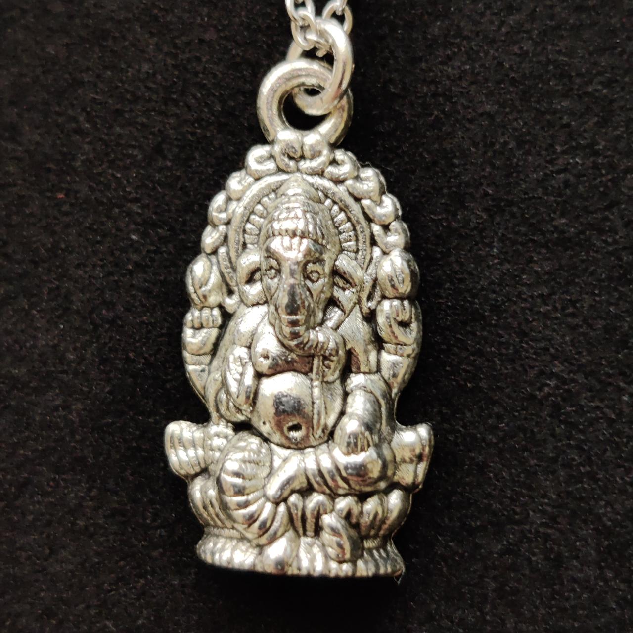 Antique silver Hindu deity Ganesh charm necklace.... - Depop