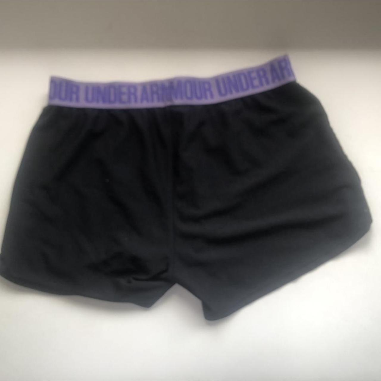 Under armour women’s sports shorts black and purple... - Depop