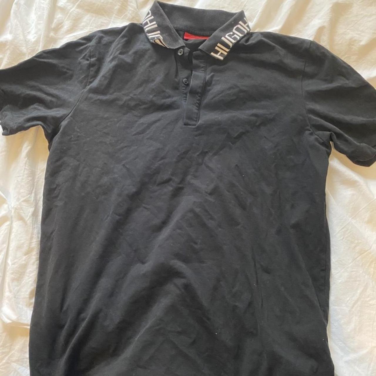 Men’s Hugo Boss Black polo shirt logo on collar size... - Depop