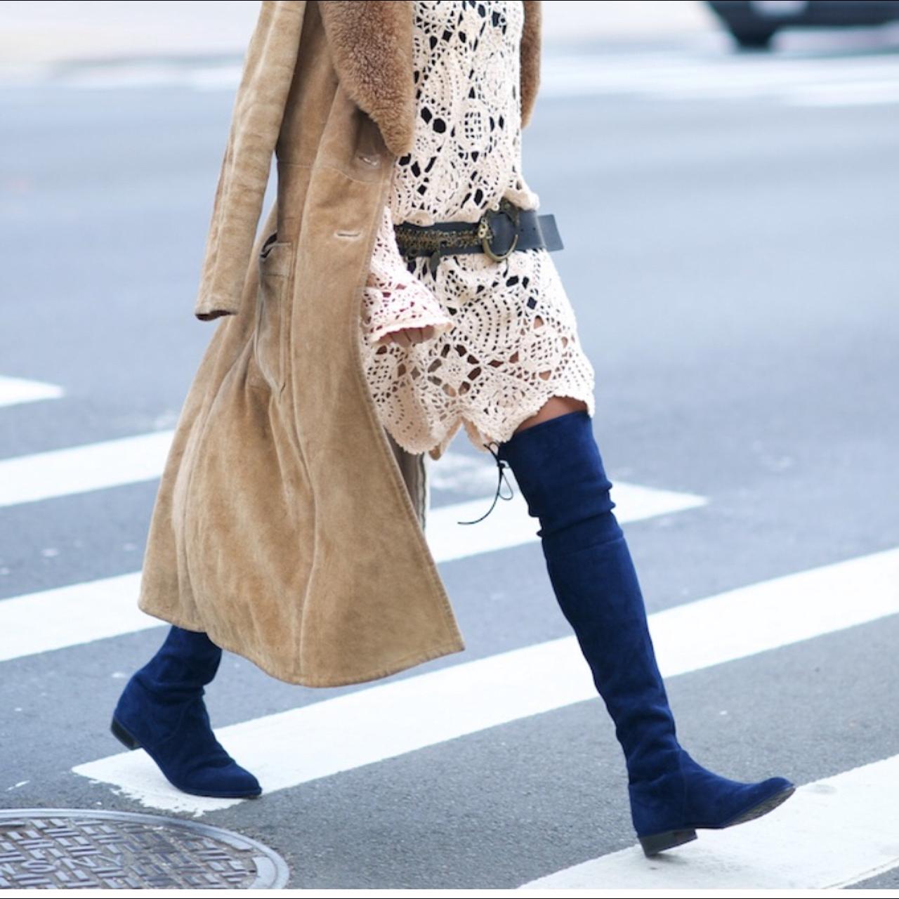 Stuart weitzman blue suede boots sale