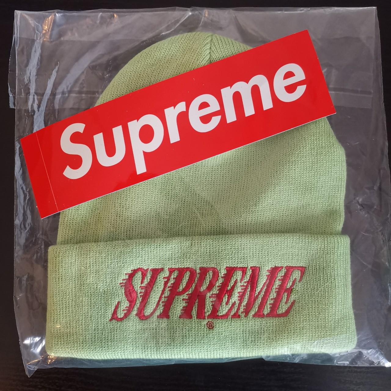 Supreme Crossover Beanie - Lime Colour:... - Depop