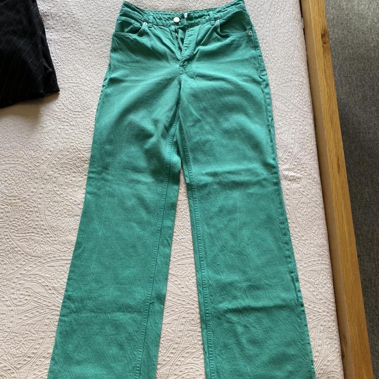 ZARA green denim jeans. SIZE EUR 36. 💚 Straight... - Depop