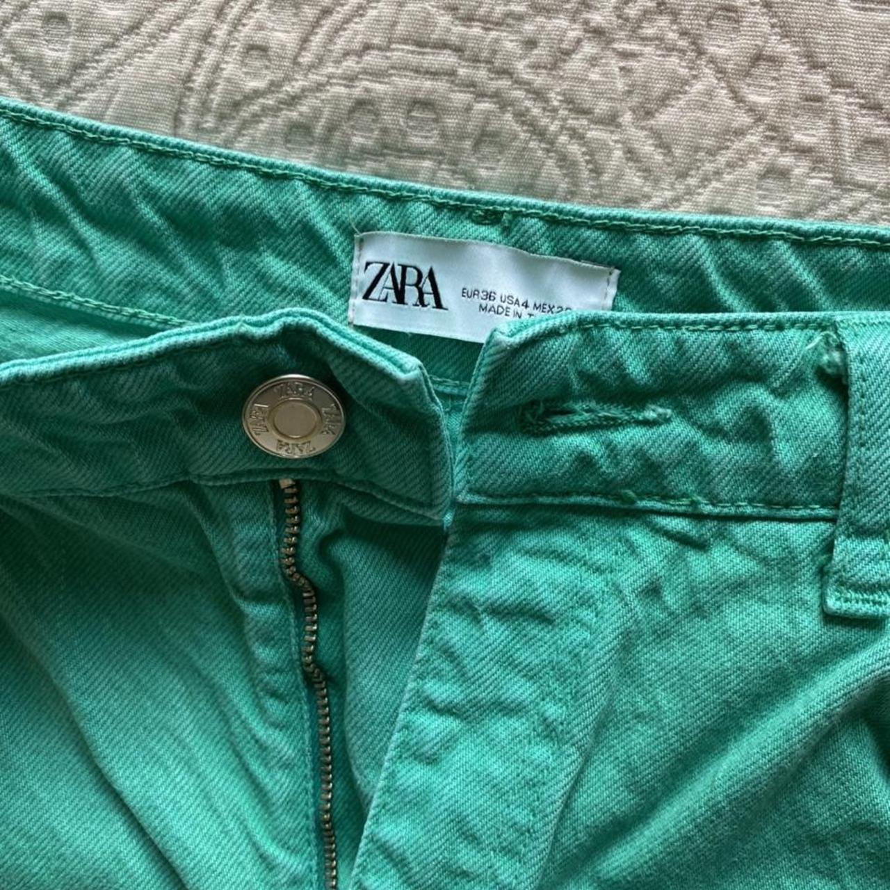 zara-green-denim-jeans-size-eur-36-straight-depop