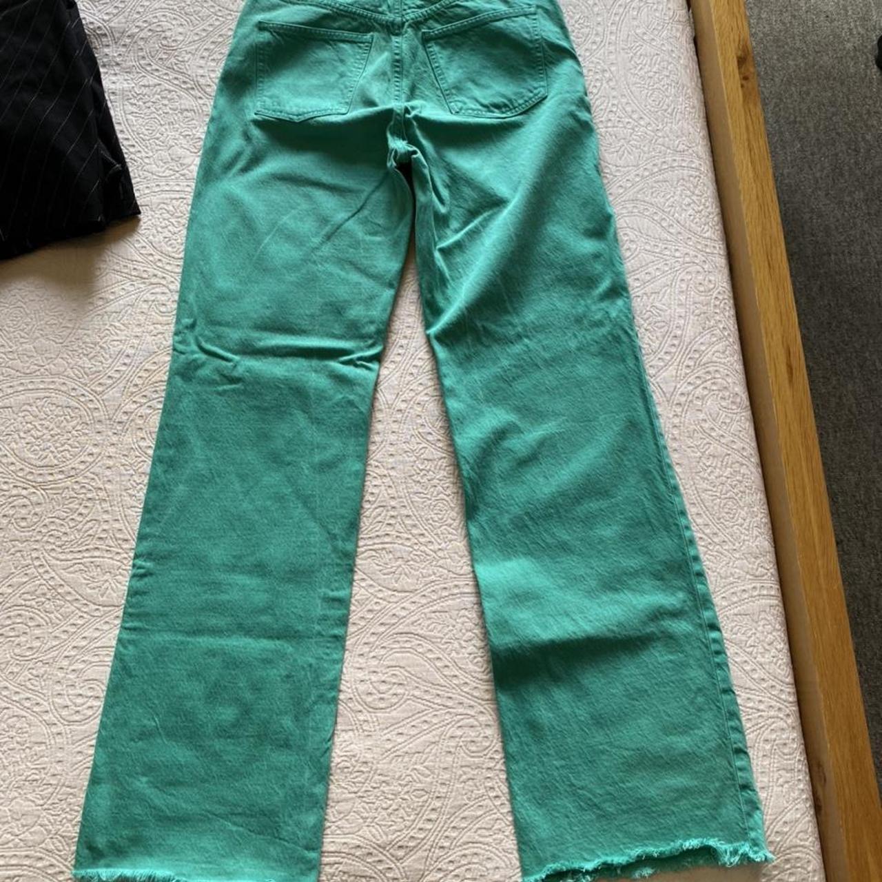 zara-green-denim-jeans-size-eur-36-straight-depop