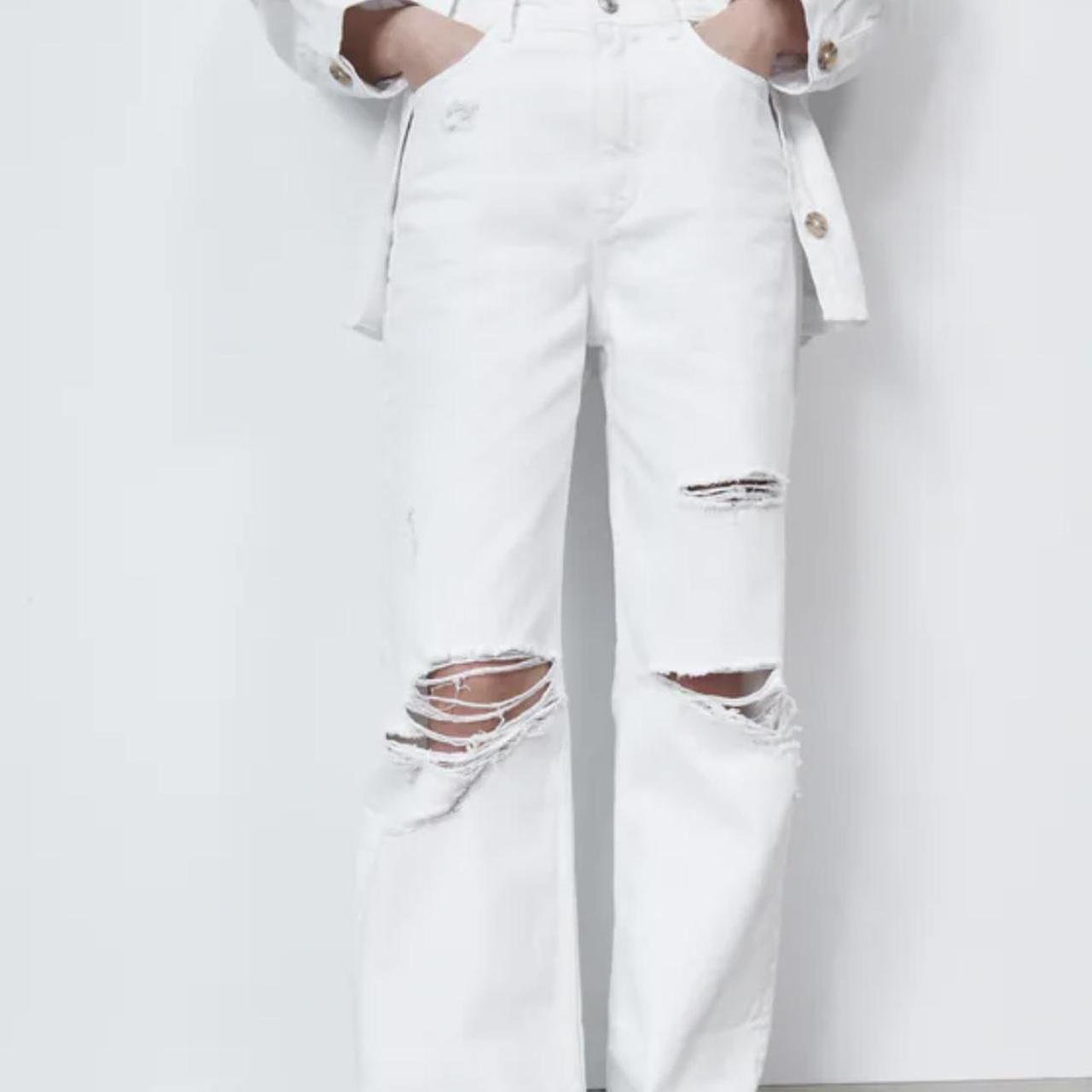 zara white ripped jeans