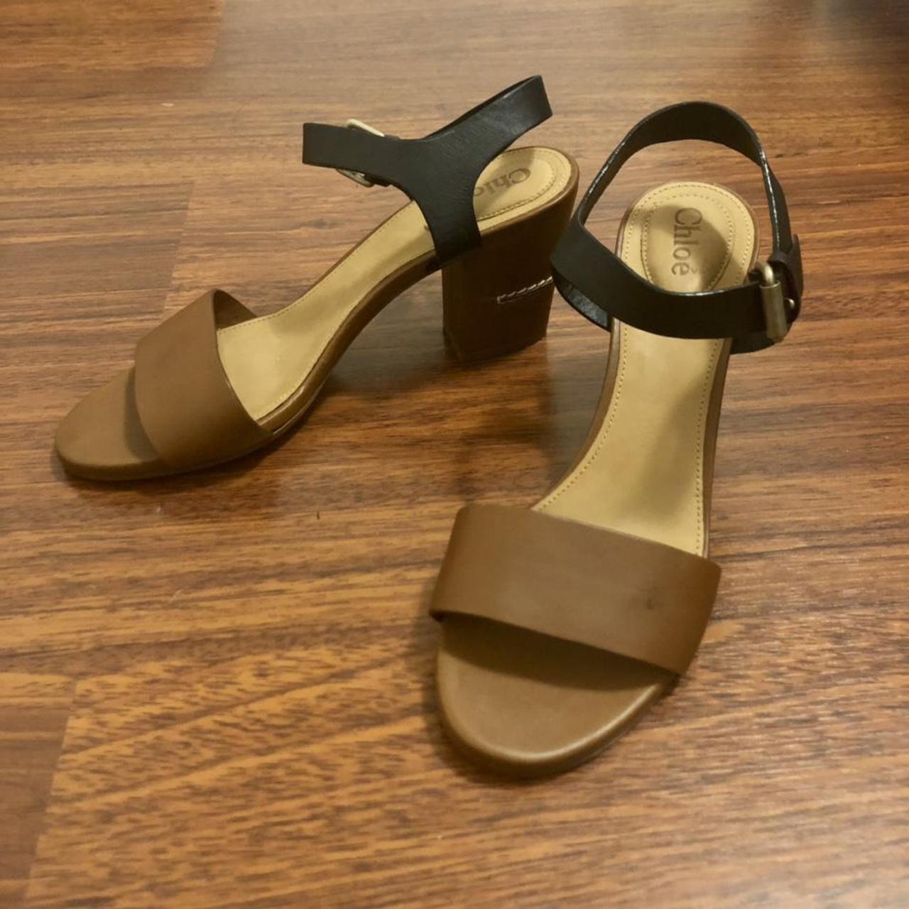 two tone block heels