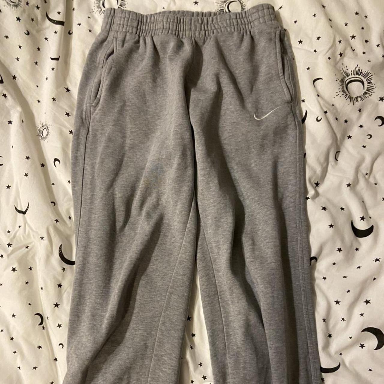 nike swoosh grey joggers uk 8/large - Depop