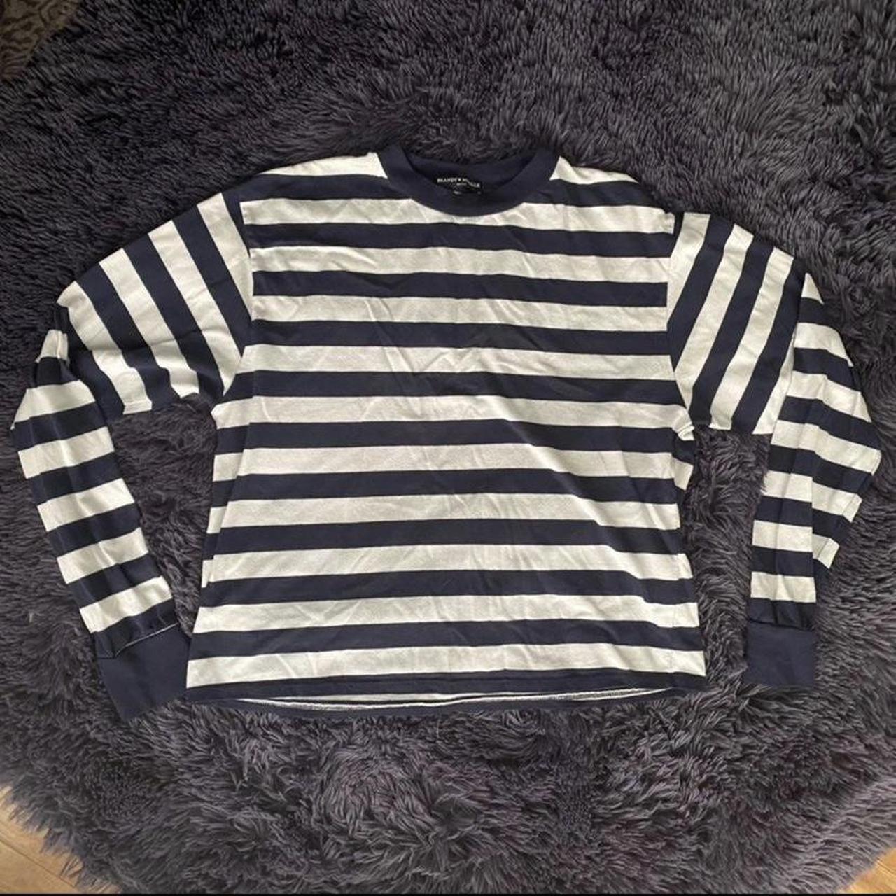 Brandy Melville sweater blue and white striped long... - Depop