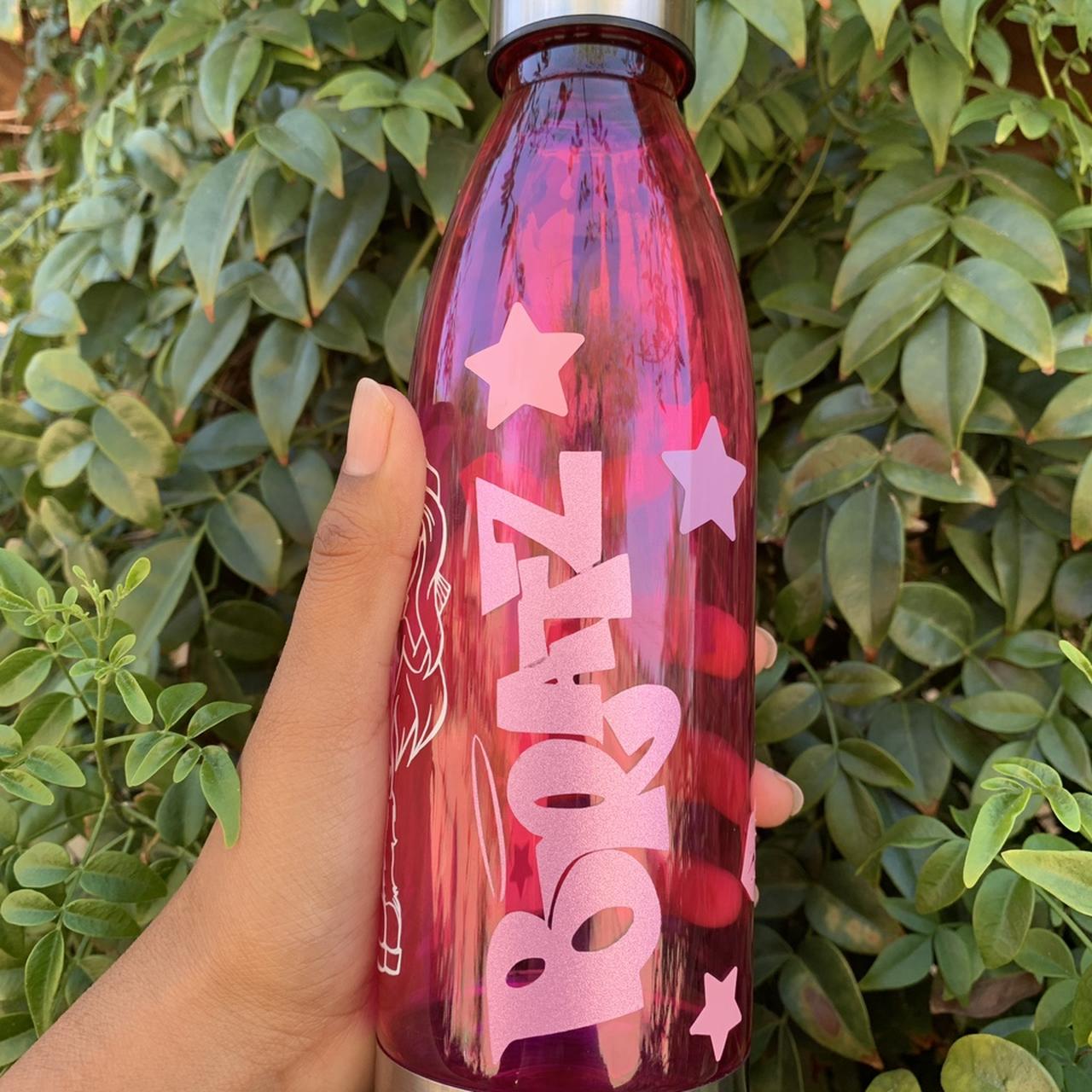 Lululemon water bottle. Pink with silver writing. - Depop