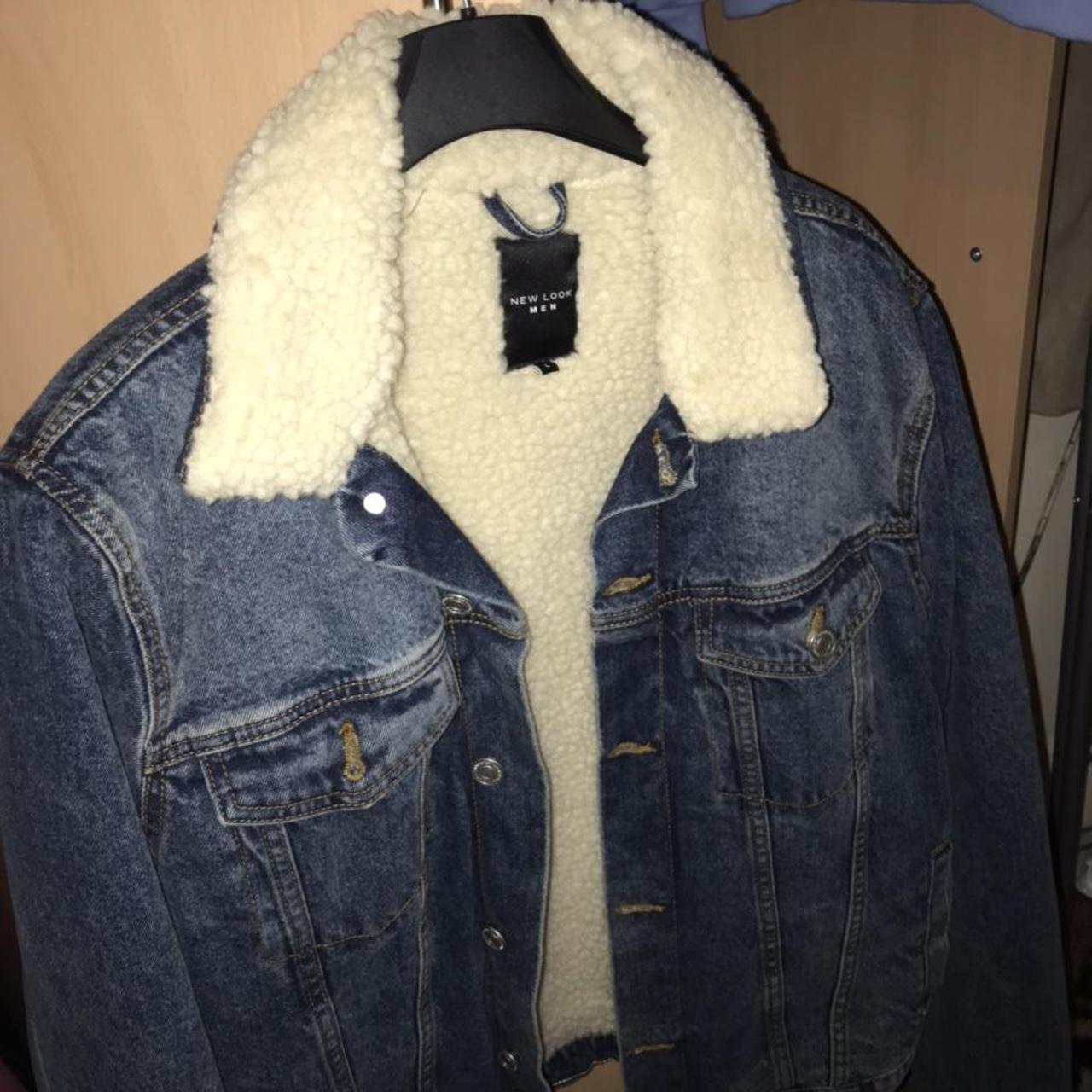 New Look sheepskin denim jacket, very warm, very... - Depop