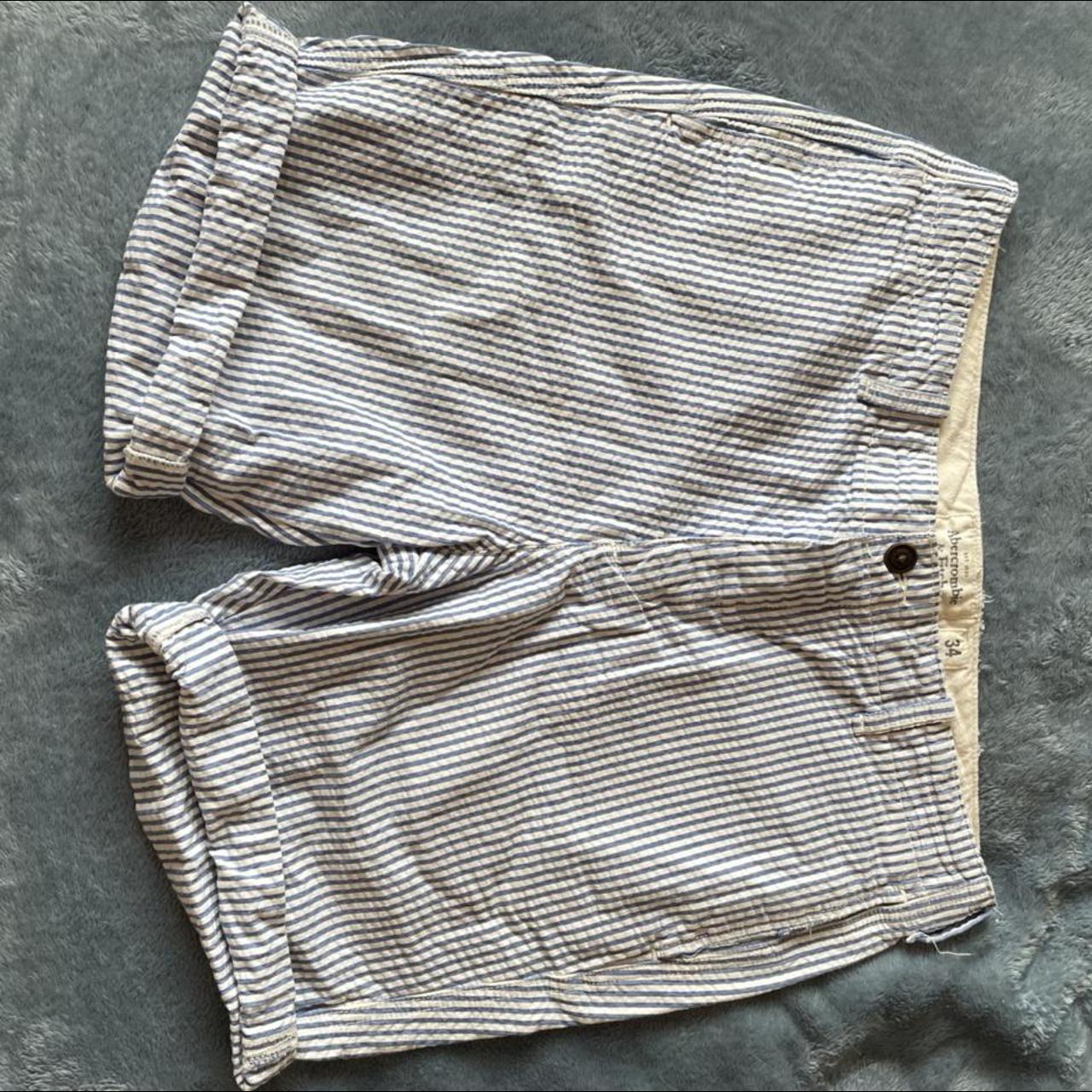 Abercrombie & Fitch Men's Blue and White Shorts | Depop