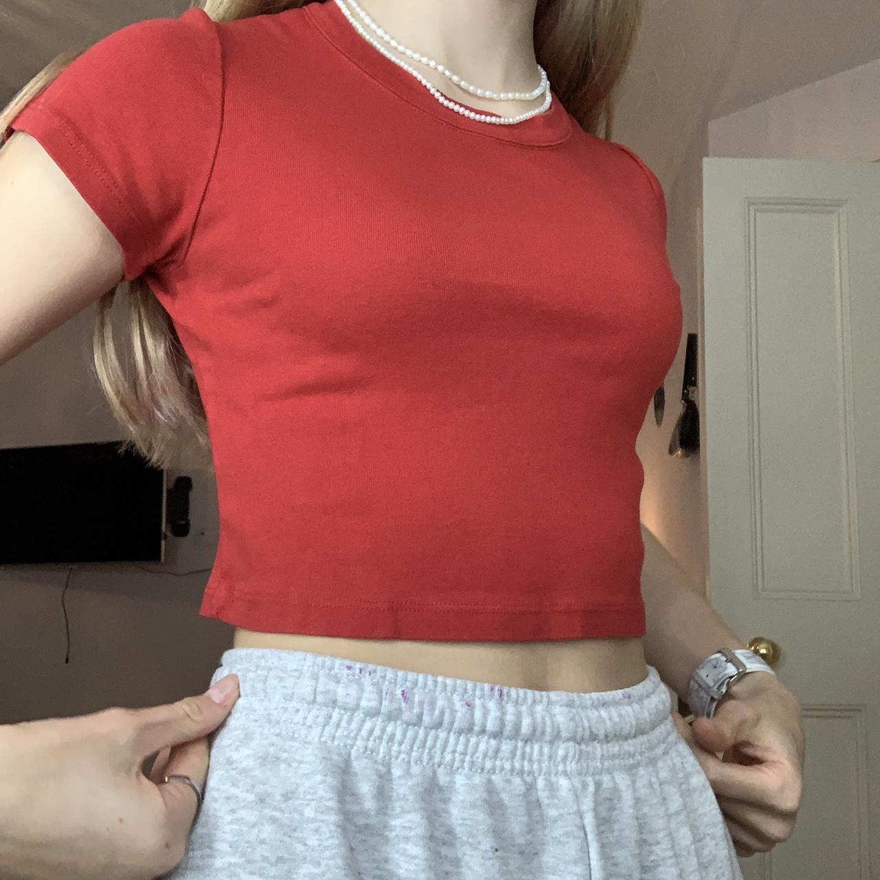 brandy melville bella top in red worn a few times,... Depop