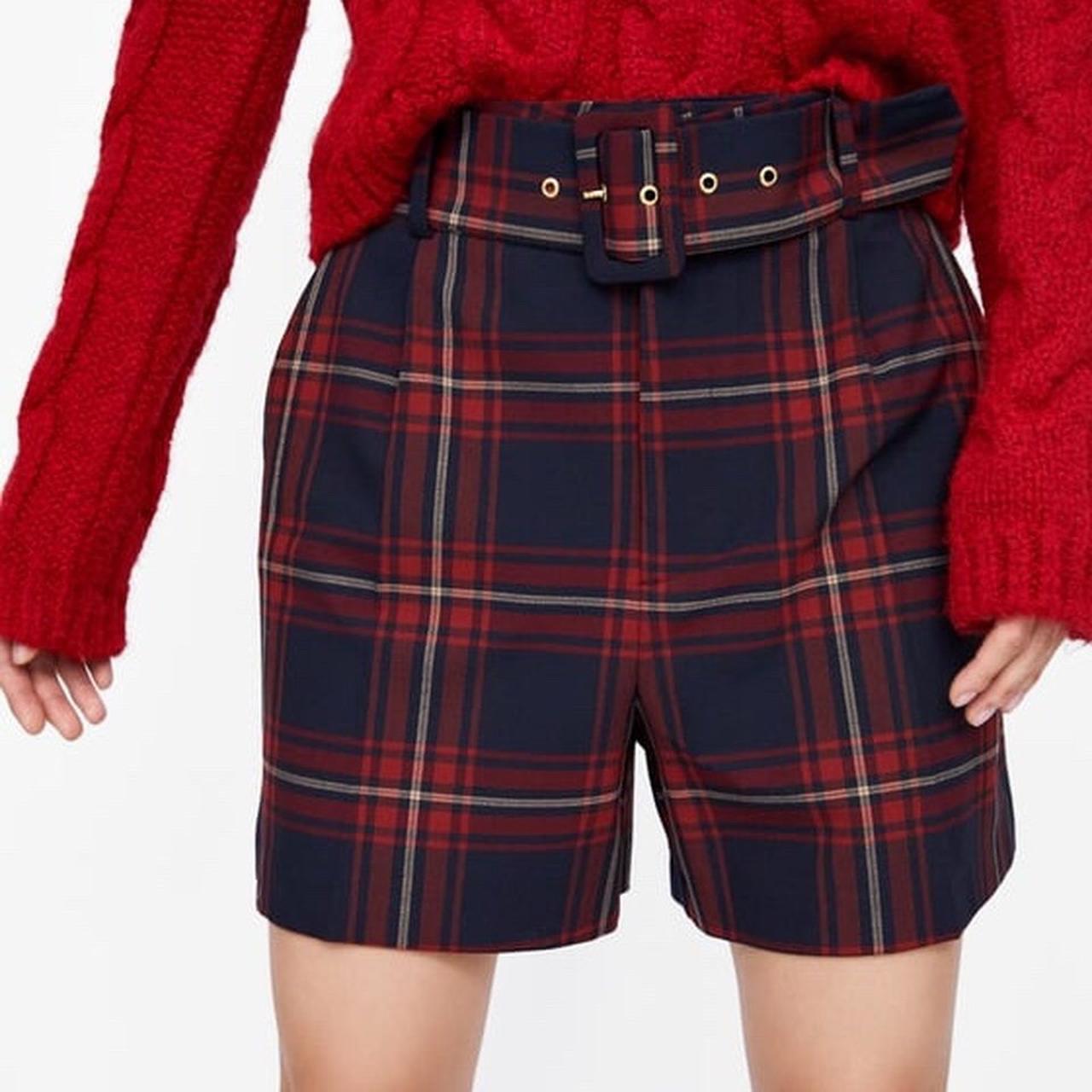 zara tartan shorts