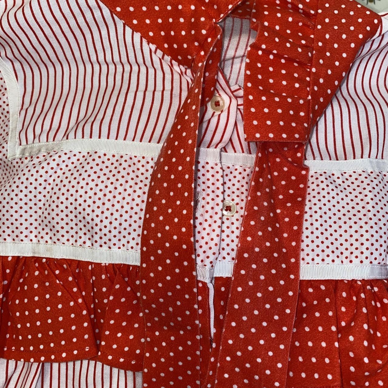 Vintage 70s handmade prairie blouse and skirt in red... - Depop