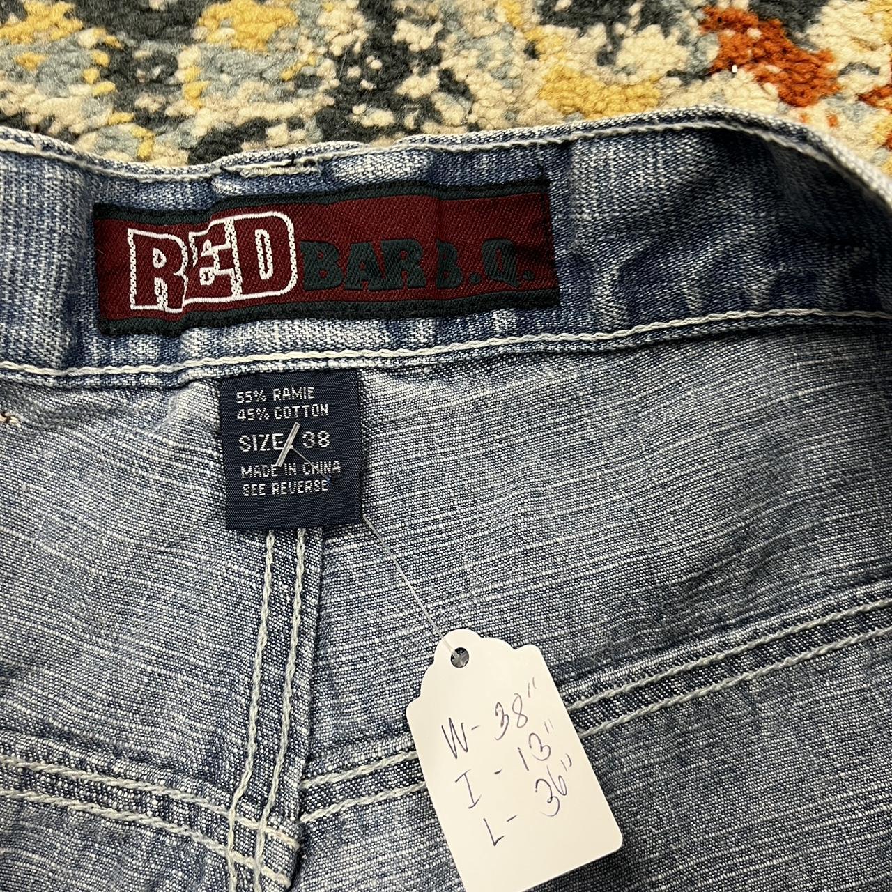 Vintage Y2K Red Barb Jeans Shorts/Jorts W:38” I:13” - Depop