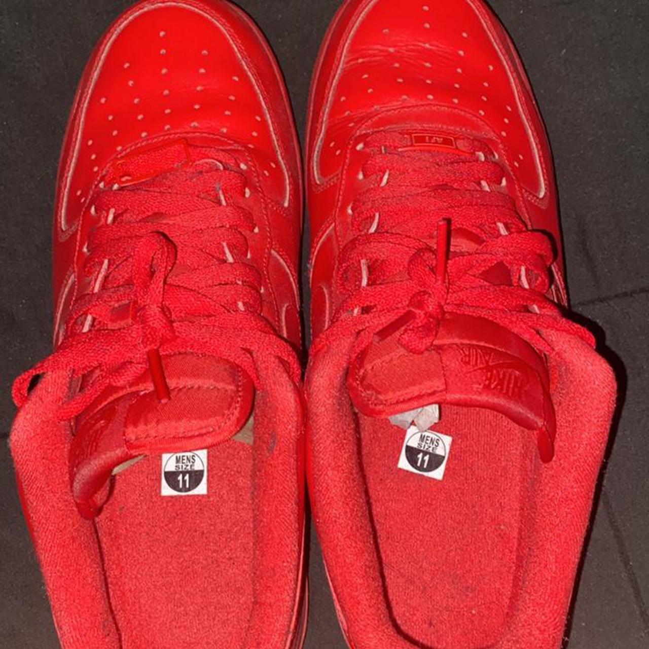 All red Air Force 1 low 9/10 Worn once - Depop