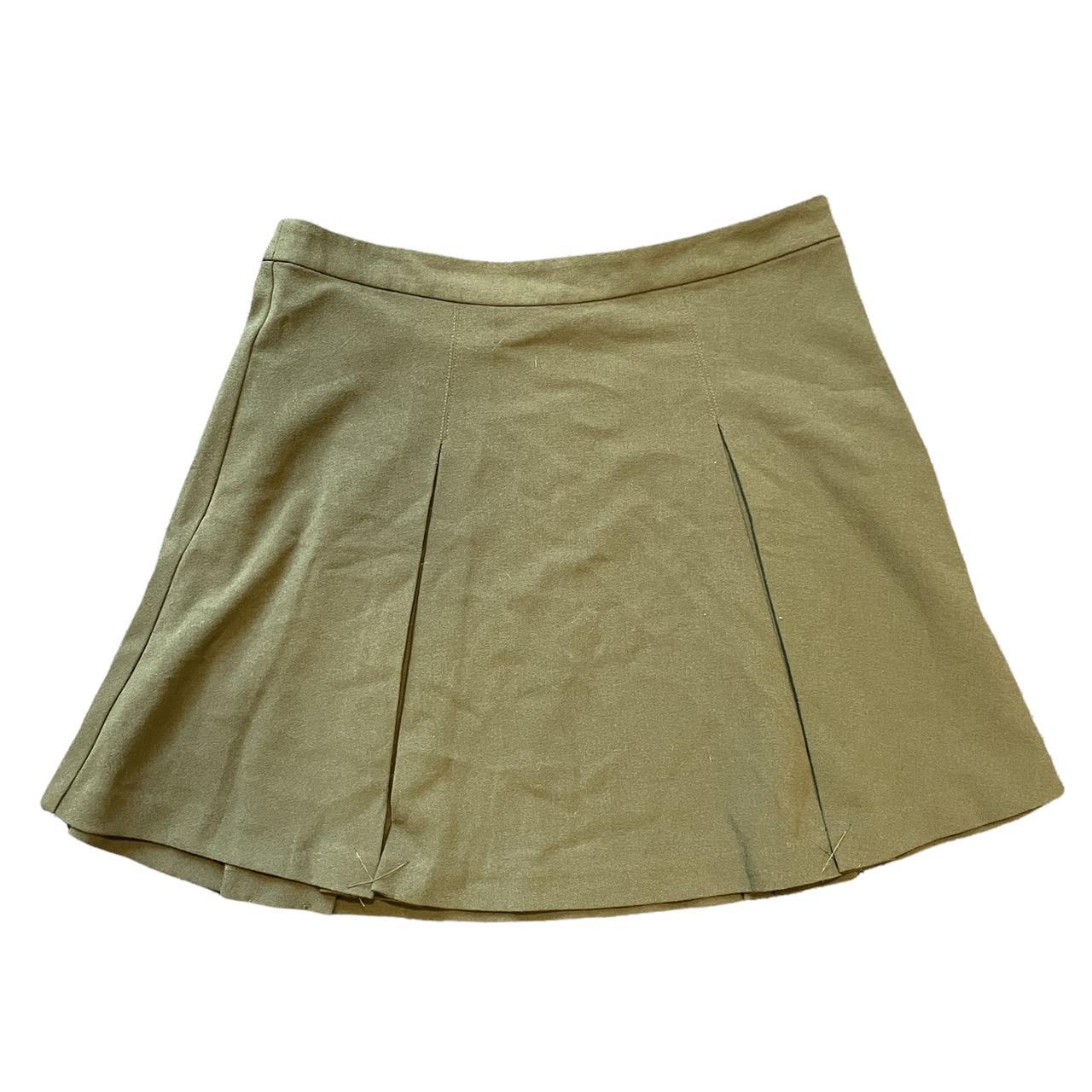 Old label forever 21 khaki pleated skirt. So light... - Depop