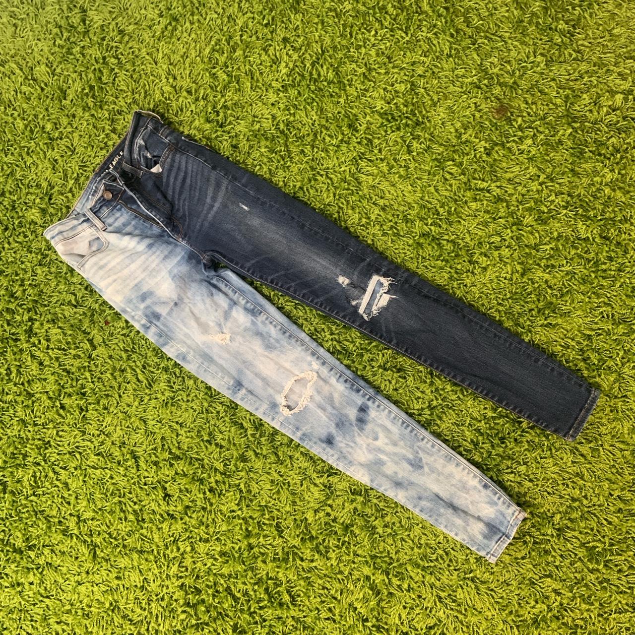 half bleached half dark wash american eagle jeans... Depop