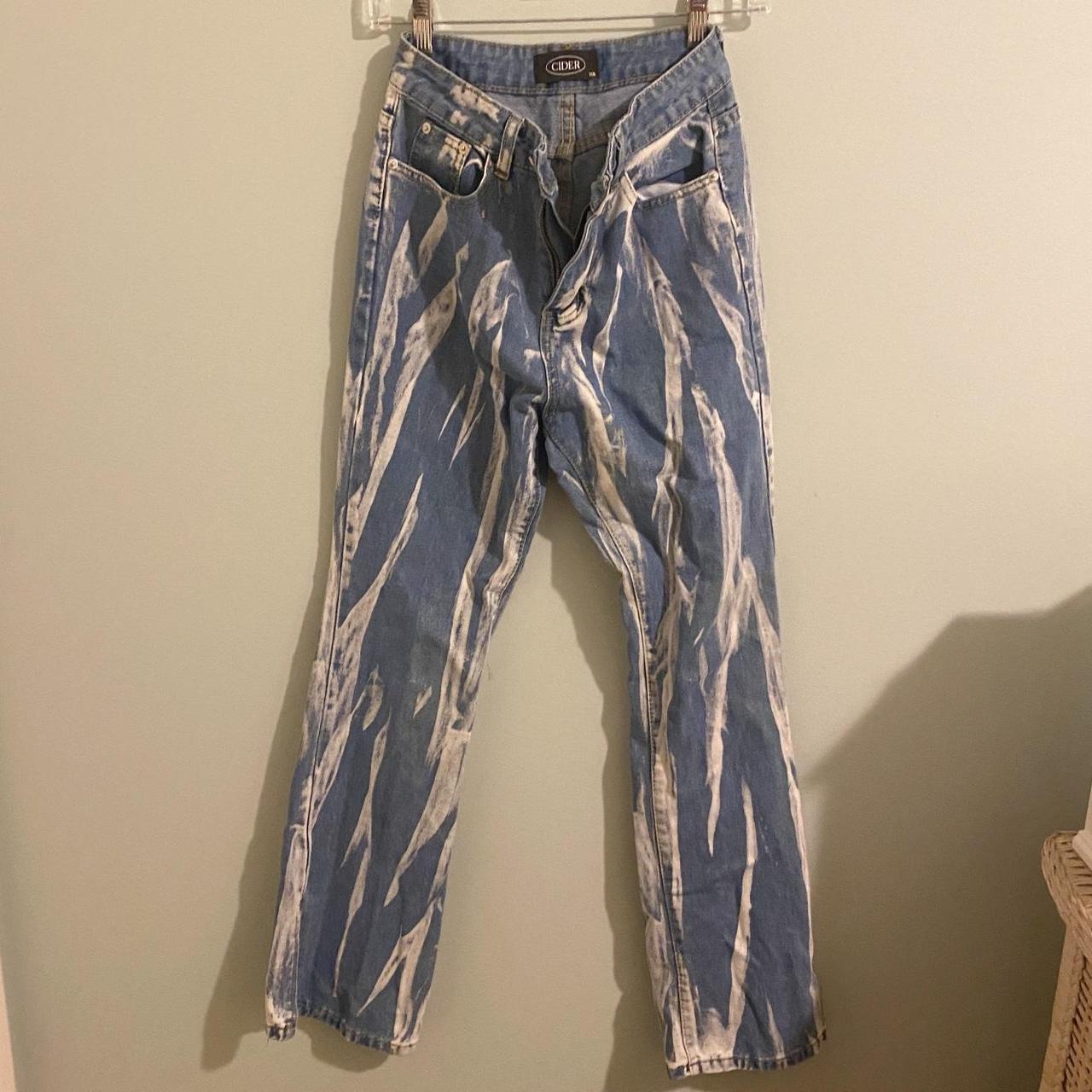Cider Women's Blue and White Jeans Depop