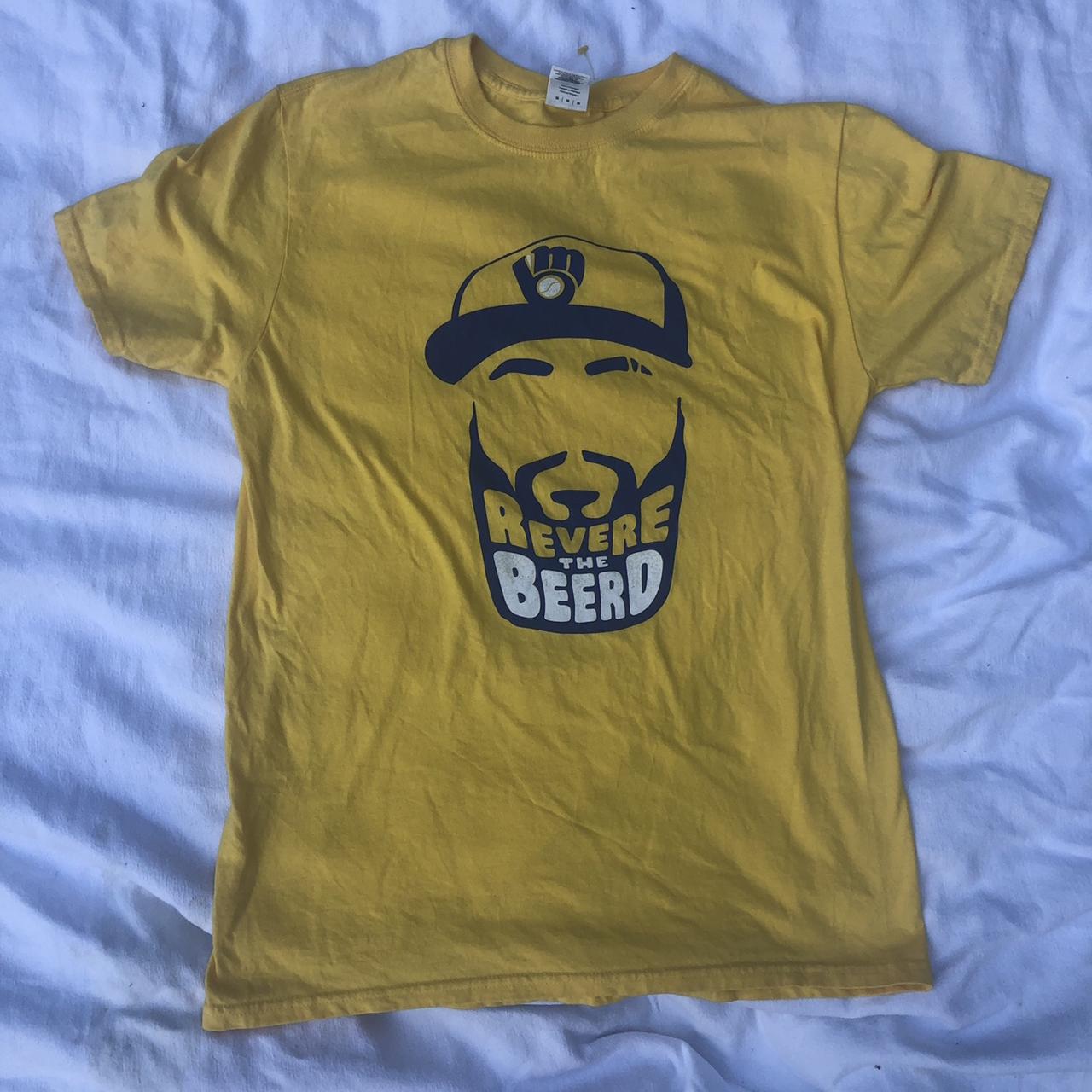 Milwaukee Brewers 2017 Revere the Beerd Eric Thames SGA Promo TShirt Sz  Medium