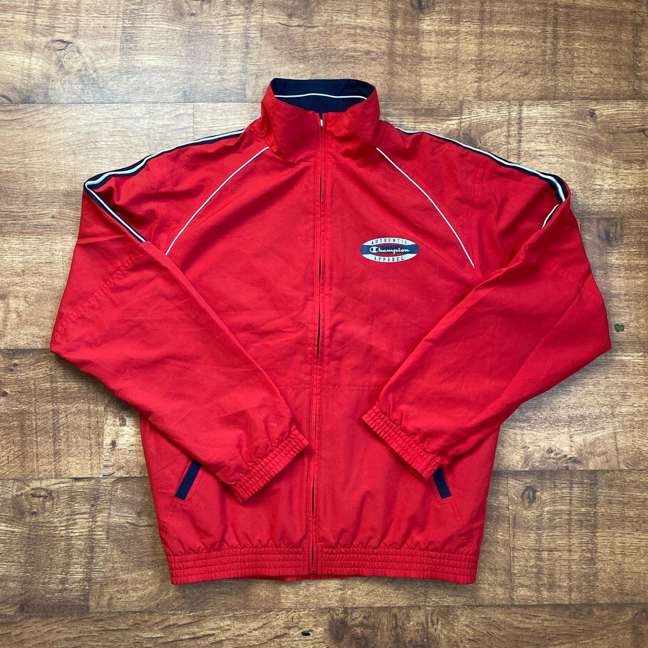 Champion Men's Red and Black Jacket | Depop