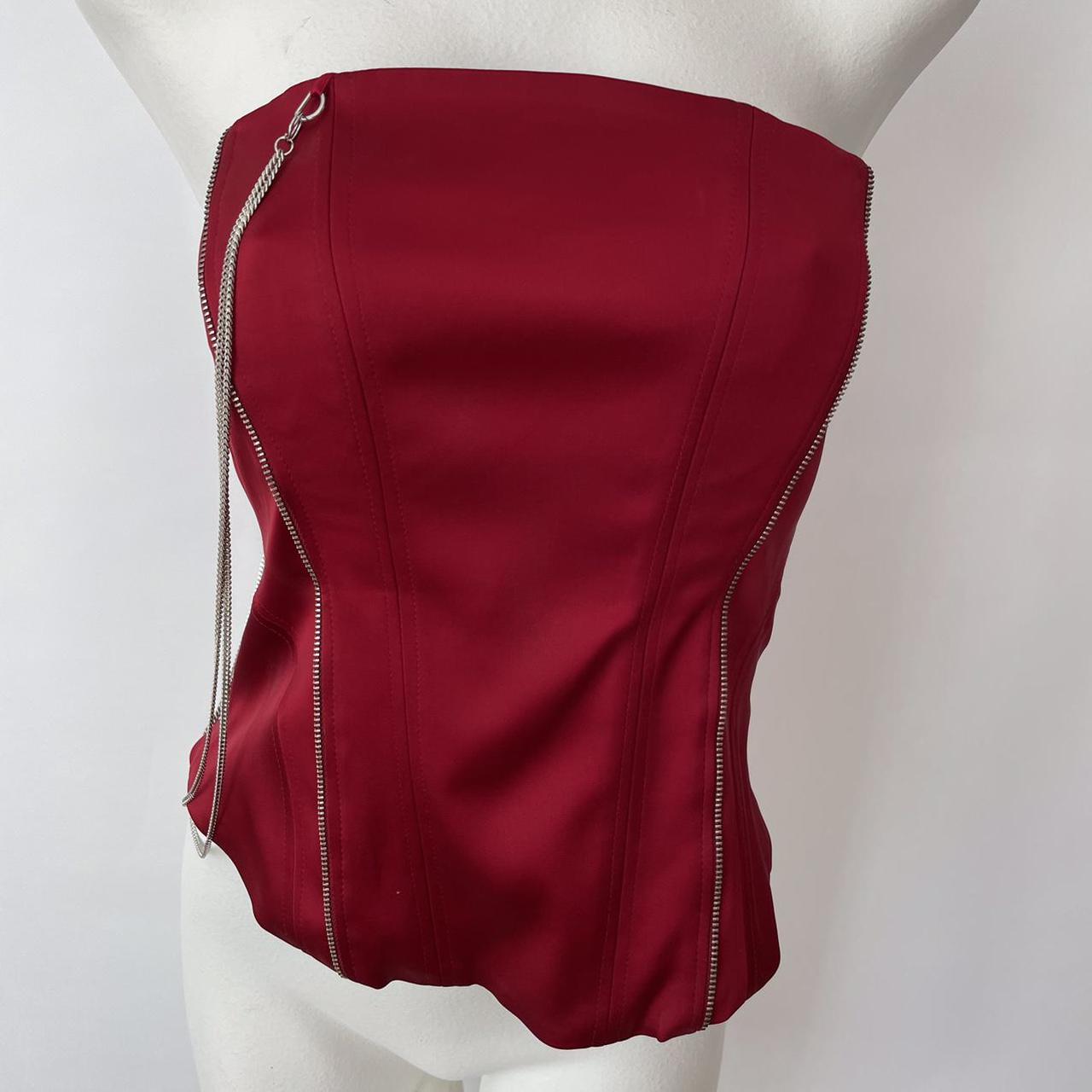 Karen Millen bustier corset top. Bright red satin.... - Depop