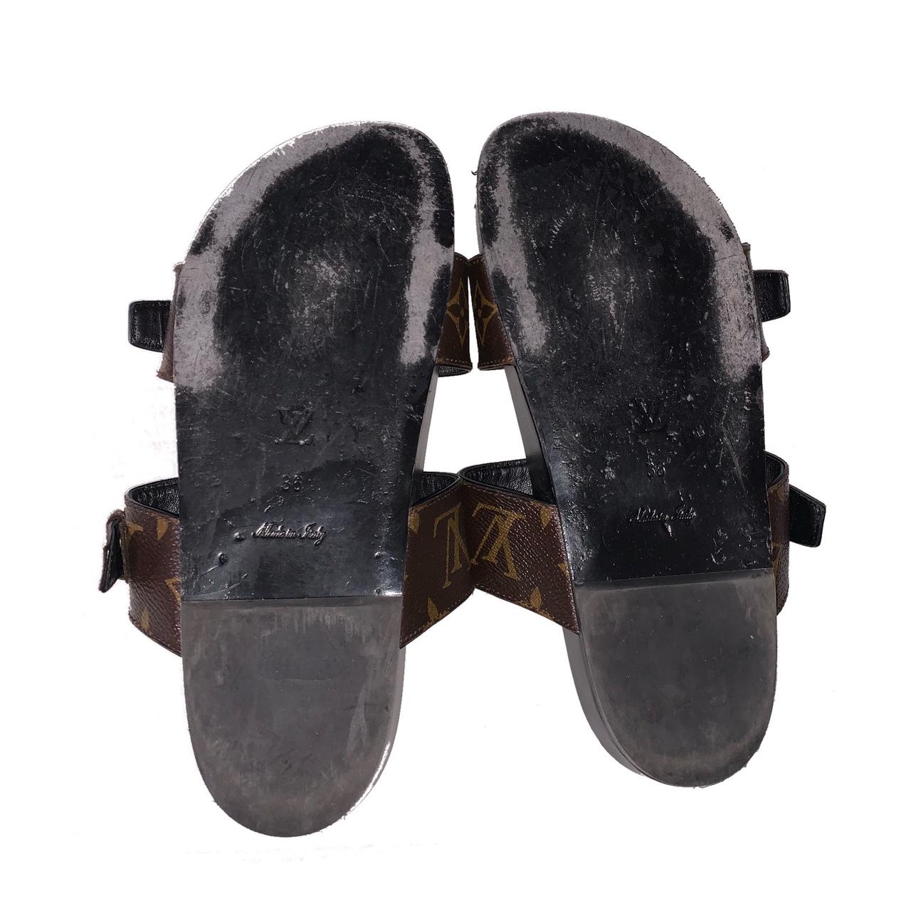 Louis Vuitton Bom Dia Mules Double Strap Sandals In All Black