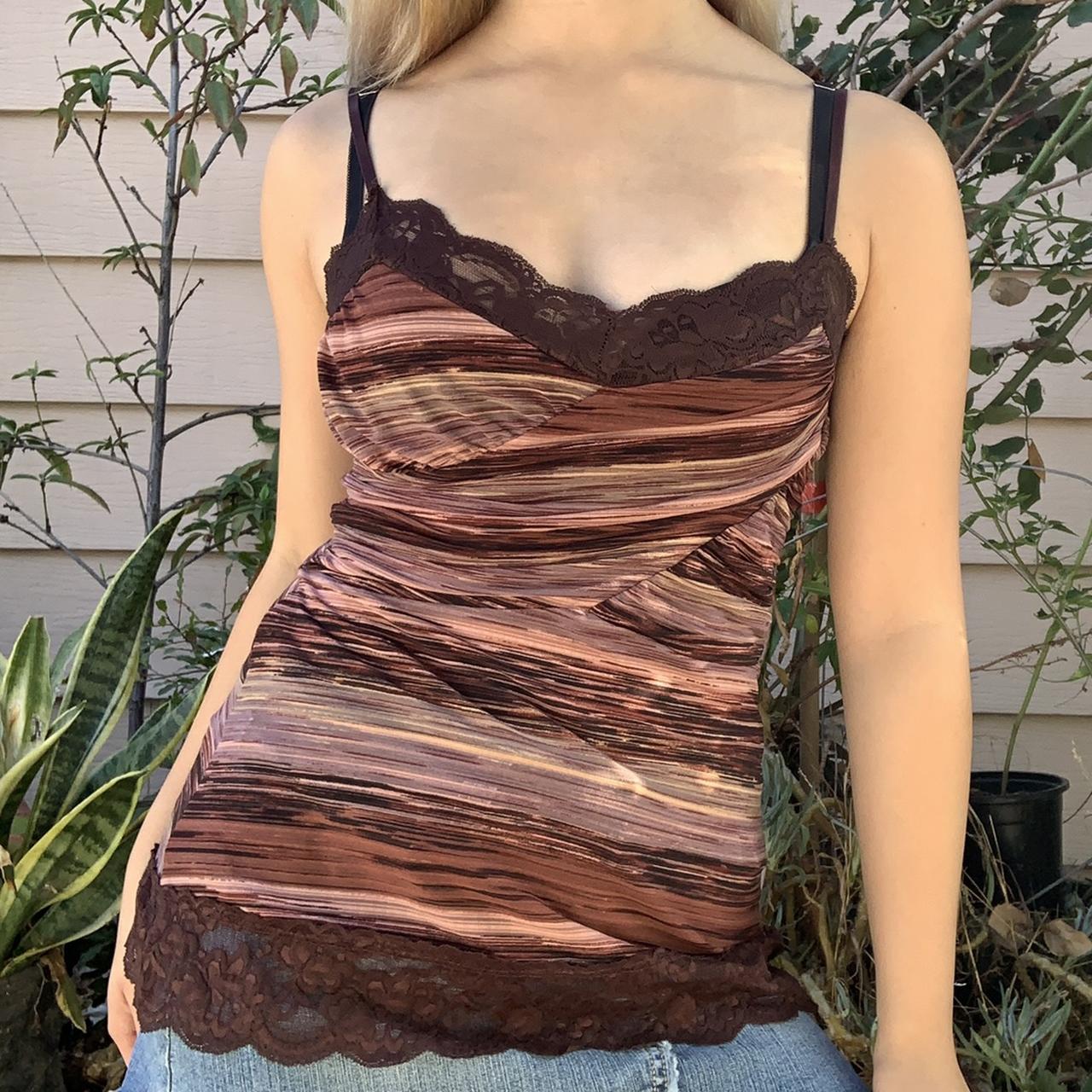 Beautiful unique vintage knit lace camisole Size XL - Depop