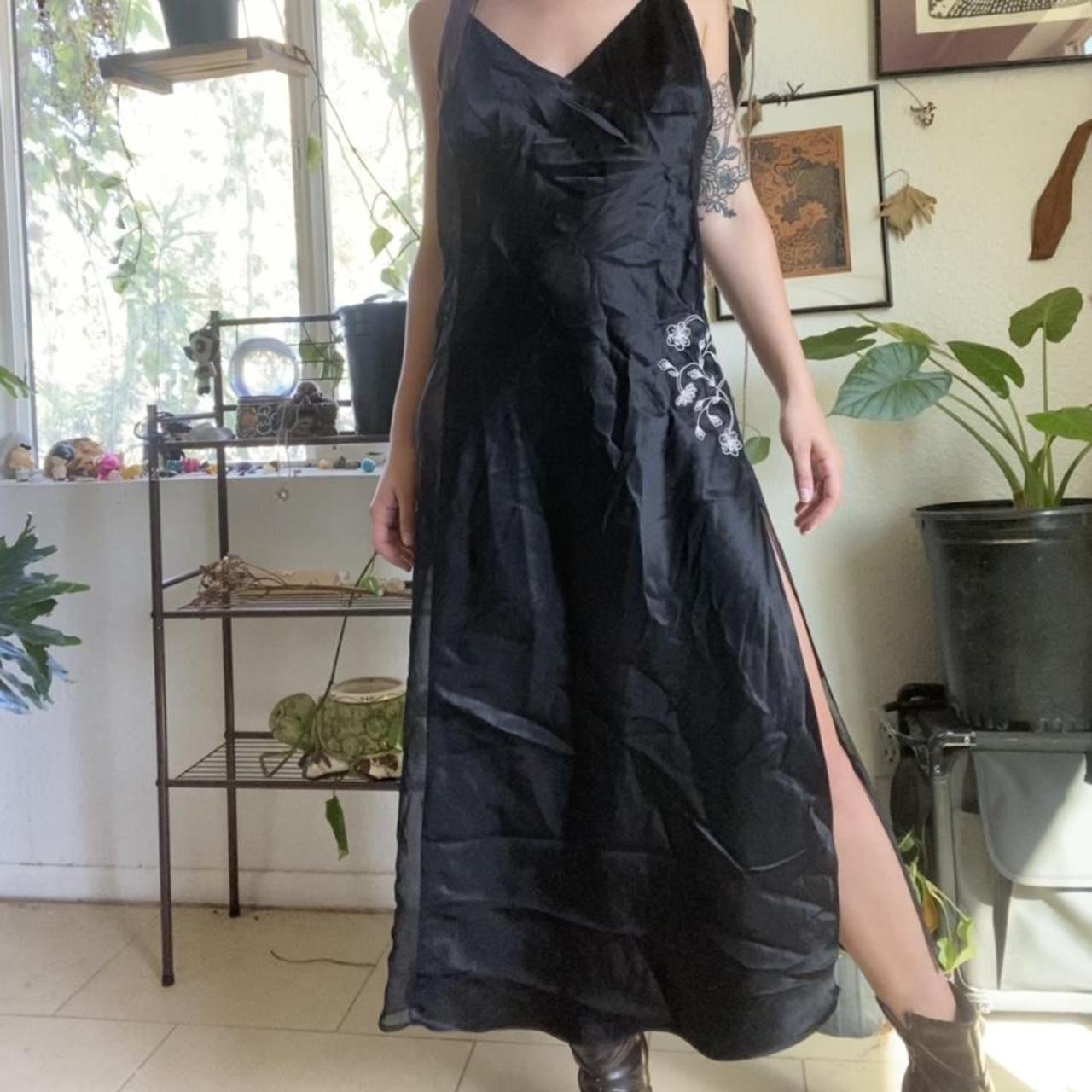 Beautiful vintage black nightgown with high slit on Depop