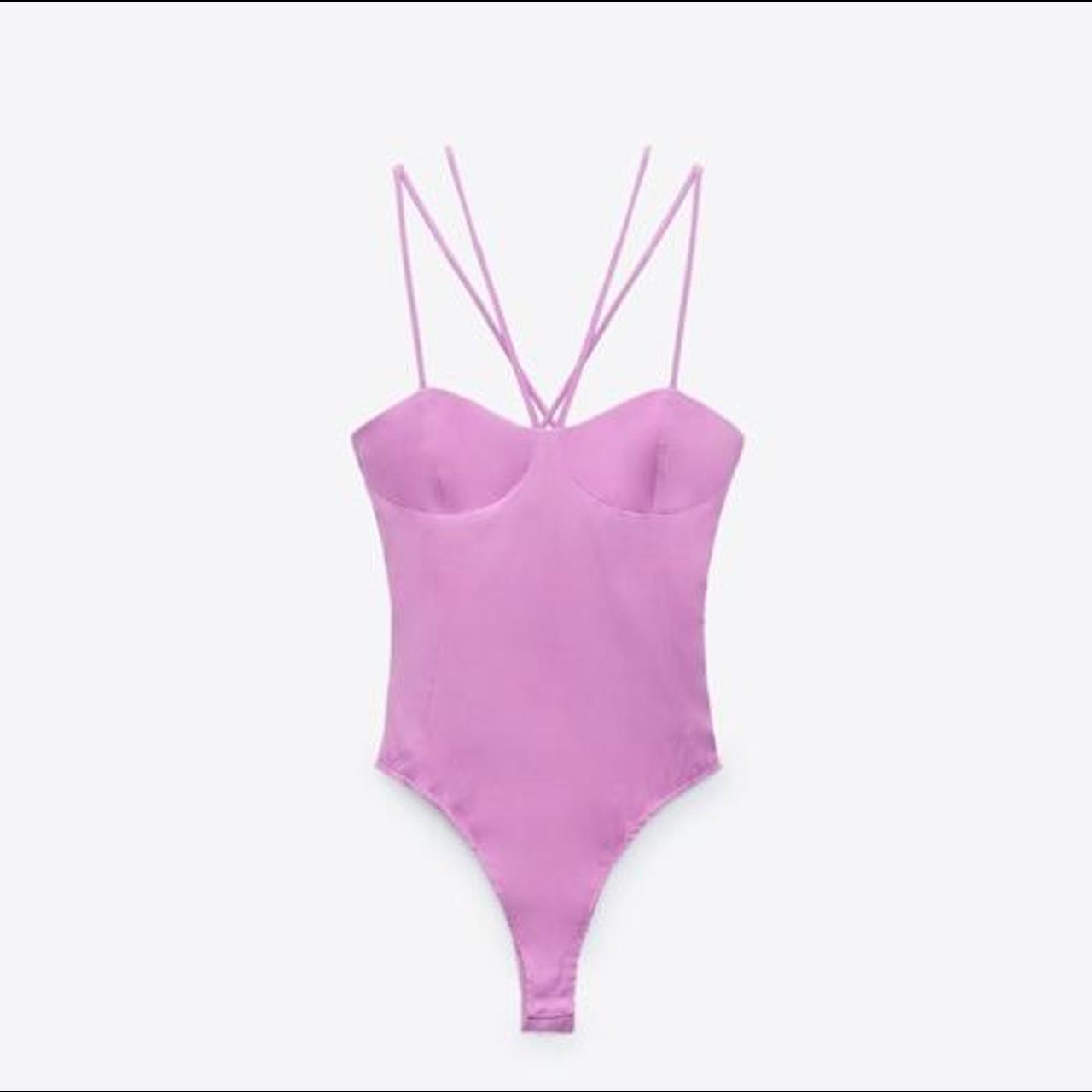 Zara pink satin strappy bodysuit size S. Brand new... - Depop