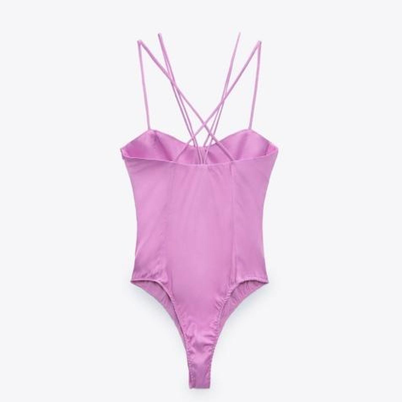 Zara pink satin strappy bodysuit size S. Brand new... - Depop