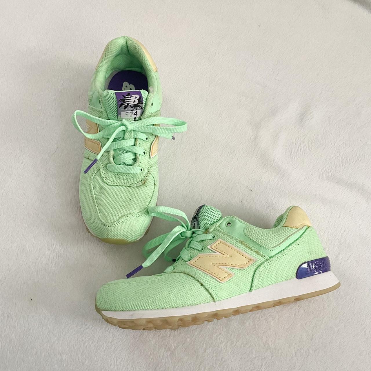 New Balance Womens Green And Purple Trainers Depop 7558