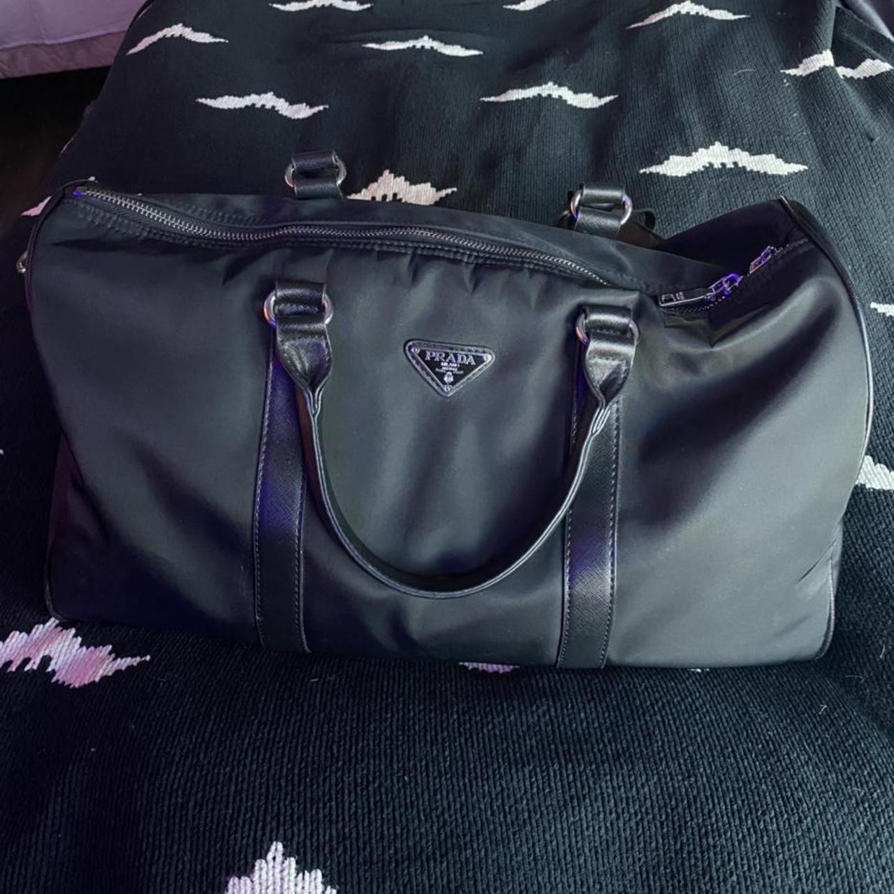 Prada Black Nylon Duffel Bag Medium sized Zipper... Depop