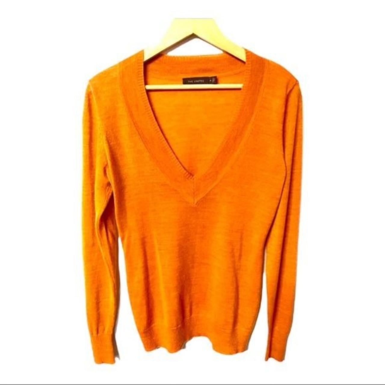 The Limited burnt orange Merino wool blend V neck... - Depop