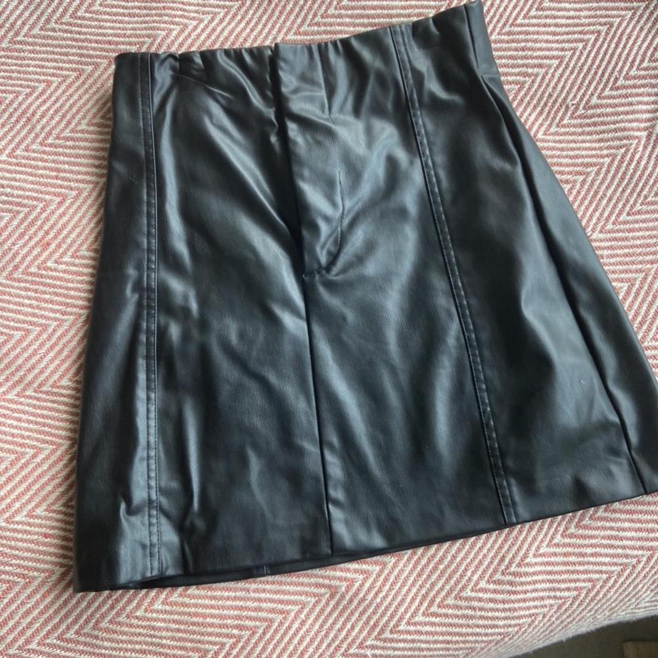 Zara faux leather black mini skirt size xs (most... - Depop