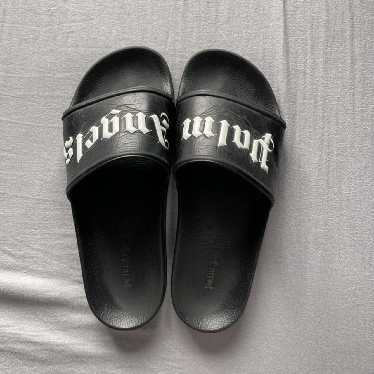 Palm Angels Men's Black Slides | Depop