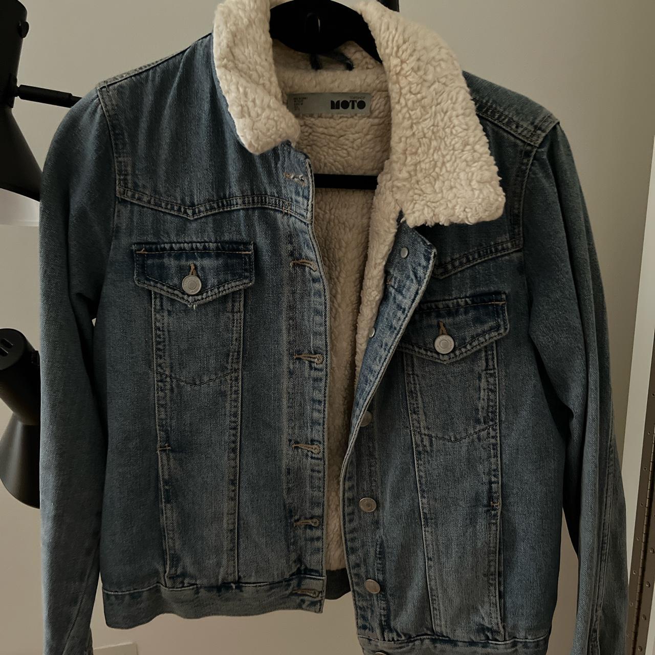 Topshop Women's Blue and White Jacket | Depop