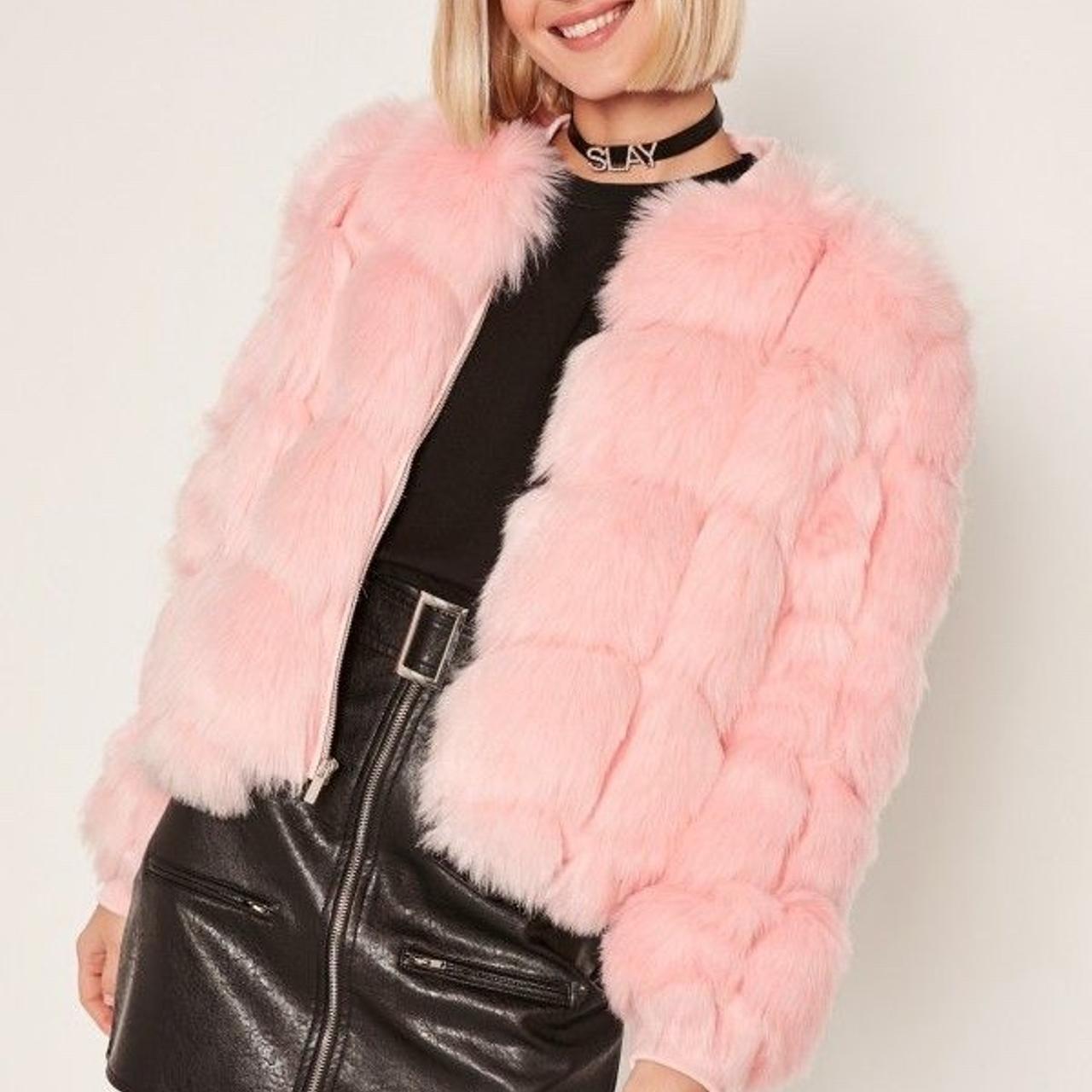 pink fur coat missguided