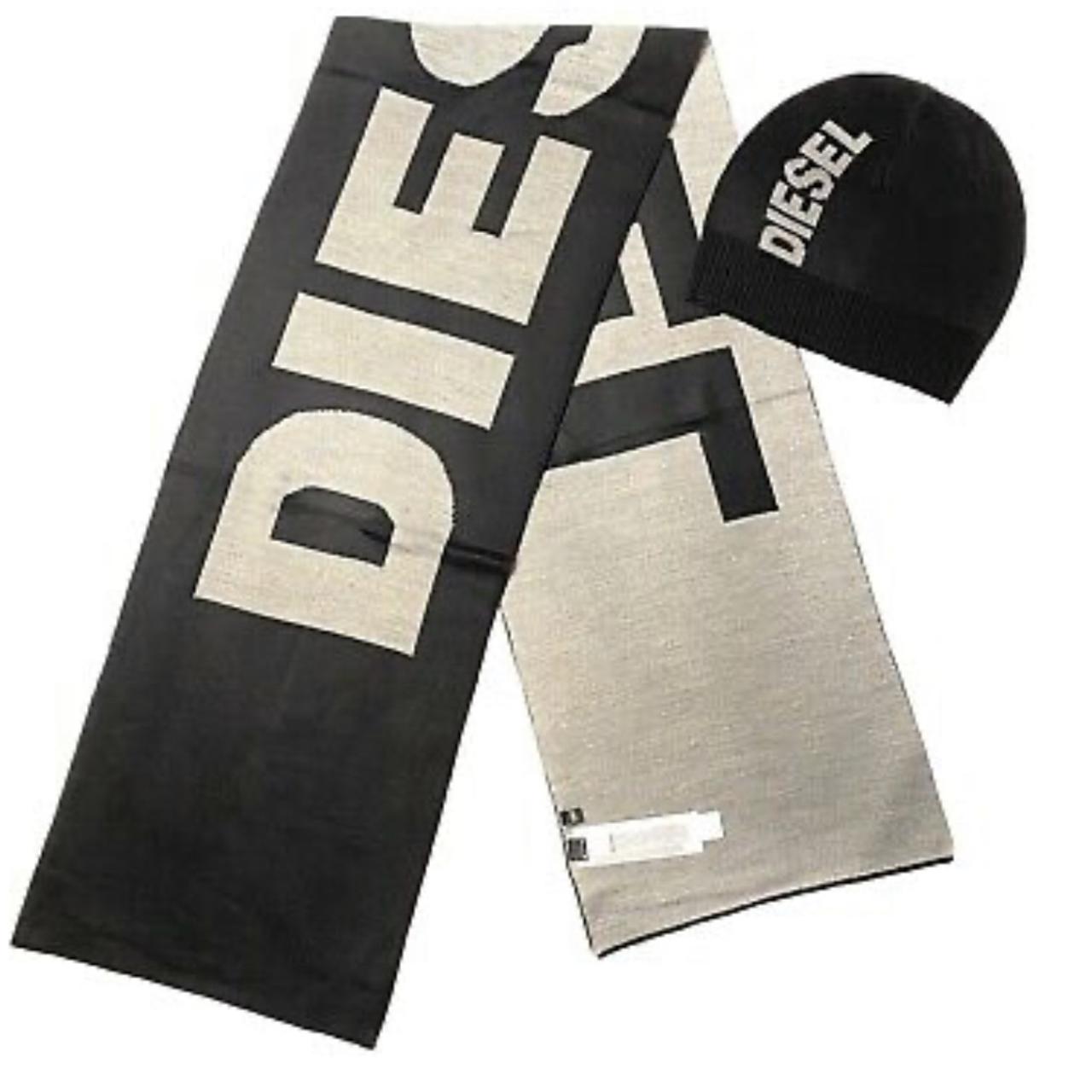 Never Worn, Reversible Diesel Hat Scarf Set Depop