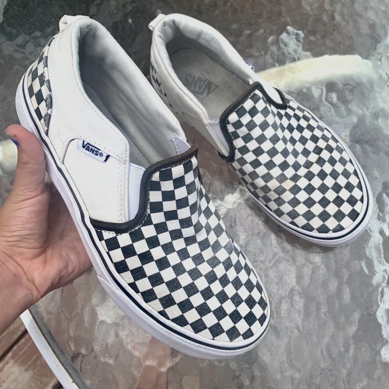 black and white checkered vans size 5