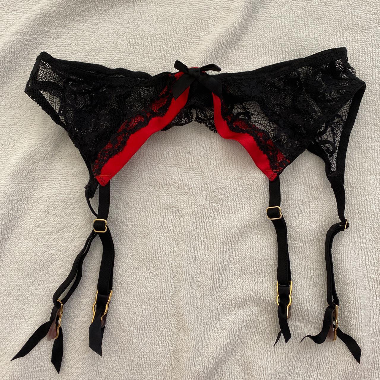 red satin garter belt